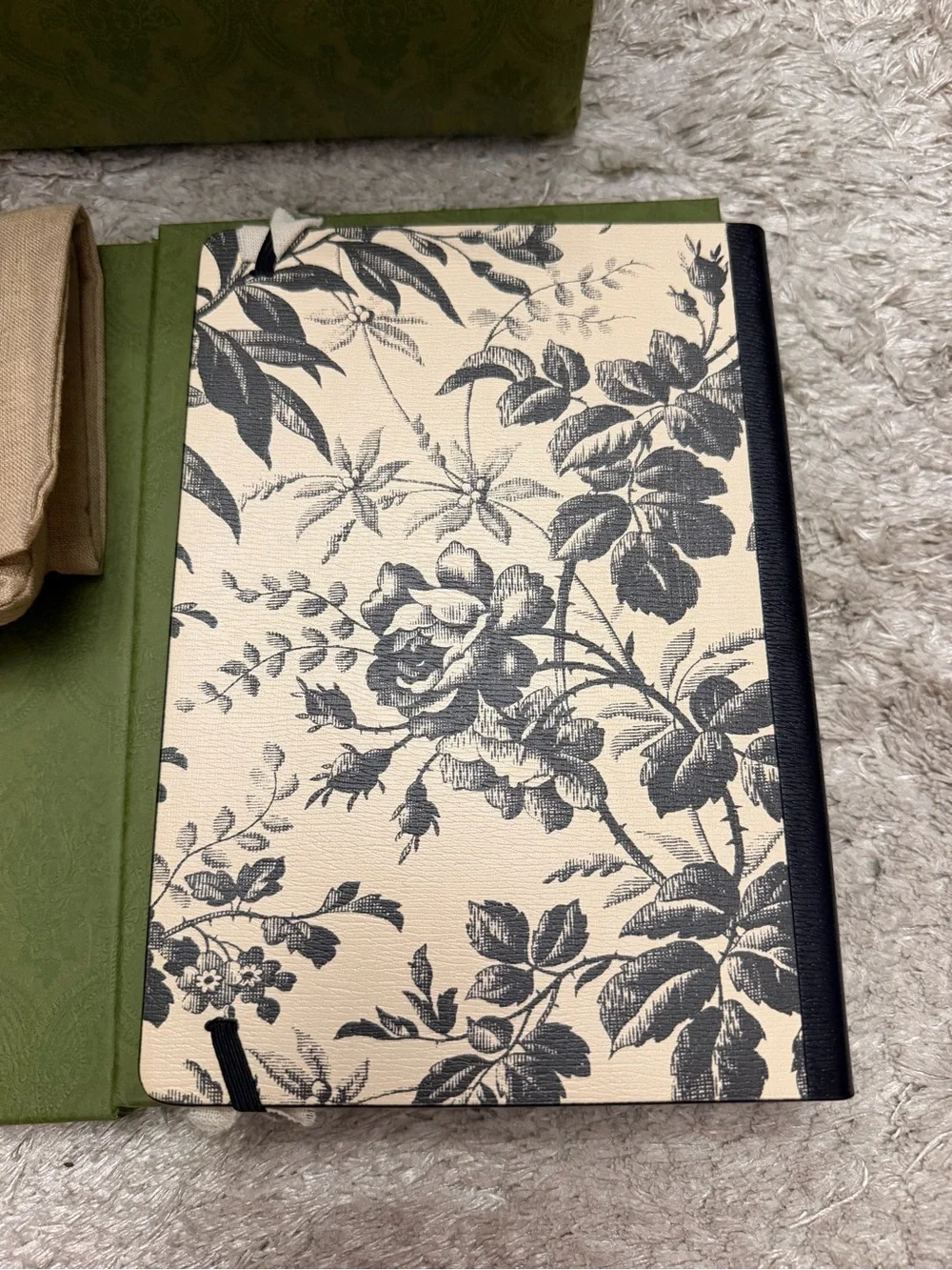 New Gucci Herbarium Floral Notebook with Black Trim